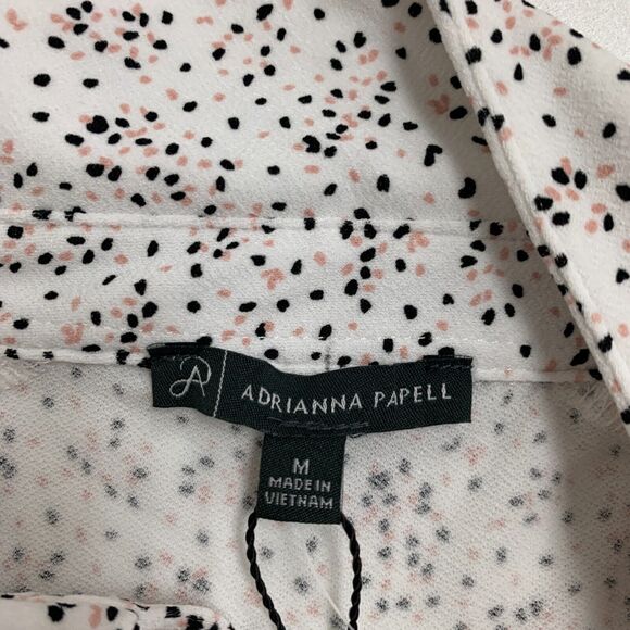 Adrianna Papell Printed Knit Blouse Women M White Sleeveless Button Up Tie Front - Picture 8 of 12